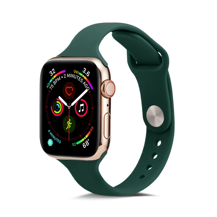 

For Apple Watch 5/4 44mm & 3/2/1 42mm Thin Silicone Watch Band(Deep Green)