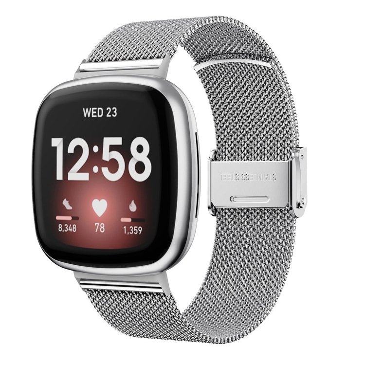 

For Fitbit Versa 4 / Sense 2 Universal Metal Stainless Steel Buckle Watch Band(Silver)