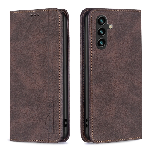 

For Samsung Galaxy A14 5G Magnetic RFID Blocking Anti-Theft Leather Phone Case(Brown)