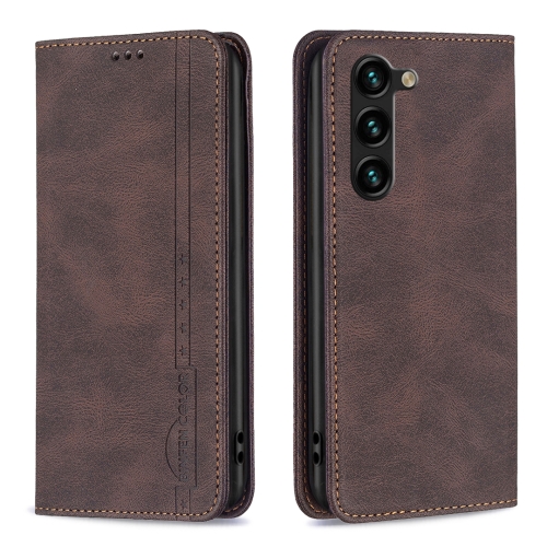 

For Samsung Galaxy S23+ 5G Magnetic RFID Blocking Anti-Theft Leather Phone Case(Brown)