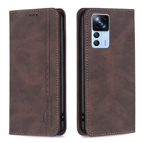 

For Xiaomi 12T / 12T Pro / Redmi K50 Ultra Magnetic RFID Blocking Anti-Theft Leather Phone Case(Brown)