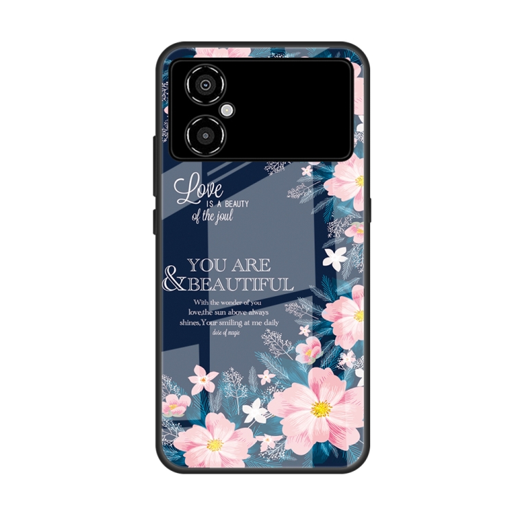 

For Xiaomi Poco M4 Colorful Painted Glass Phone Case(Flower)