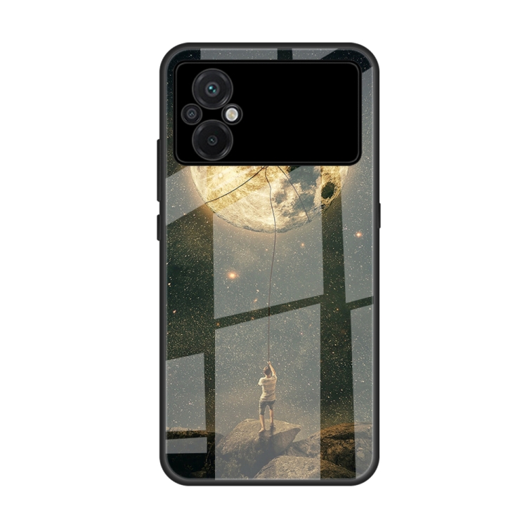 

For Xiaomi Poco M5 Colorful Painted Glass Phone Case(Moon)