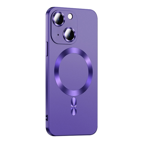 

For iPhone 14 Liquid Lens Protector Magsafe Phone Case(Dark Purple)