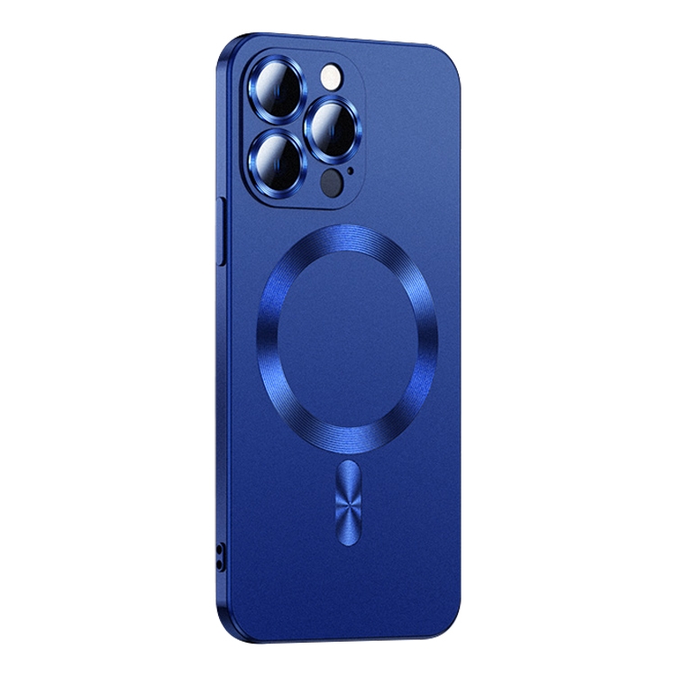 

For iPhone 14 Pro Liquid Lens Protector Magsafe Phone Case(Navy Blue)