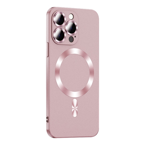 

For iPhone 13 Pro Max Liquid Lens Protector Magsafe Phone Case(Gold Pink)