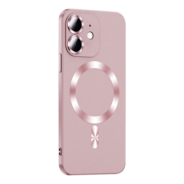 

For iPhone 12 Liquid Lens Protector Magsafe Phone Case(Gold Pink)