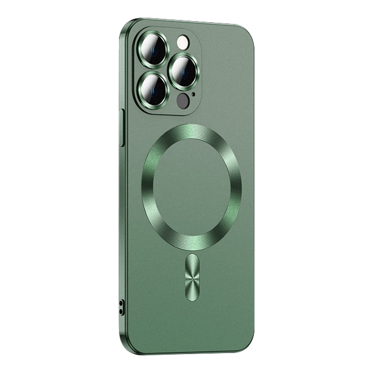 

For iPhone 12 Pro Max Liquid Lens Protector Magsafe Phone Case(Green)
