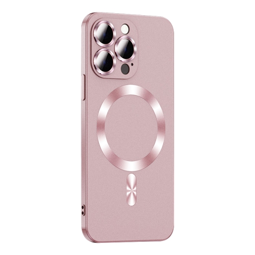 

For iPhone 12 Pro Max Liquid Lens Protector Magsafe Phone Case(Gold Pink)