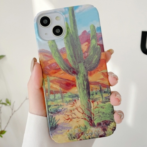 

For iPhone 14 Varnishing Water Stick PC Phone Case(Cactus)