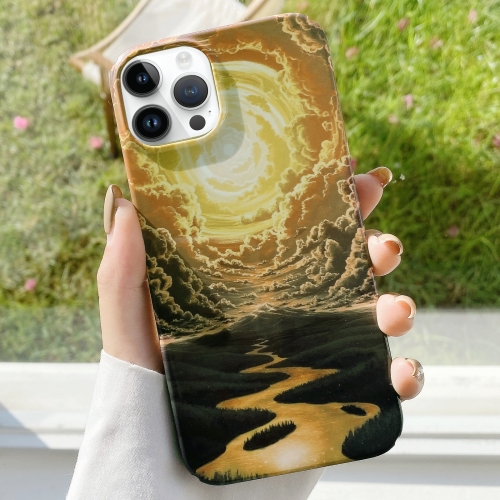 

For iPhone 13 Pro Max Varnishing Water Stick PC Phone Case(Sky)