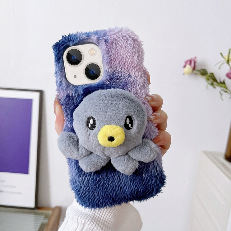 

For iPhone 14 Plus Octopus Plush TPU Phone Case(Blue)