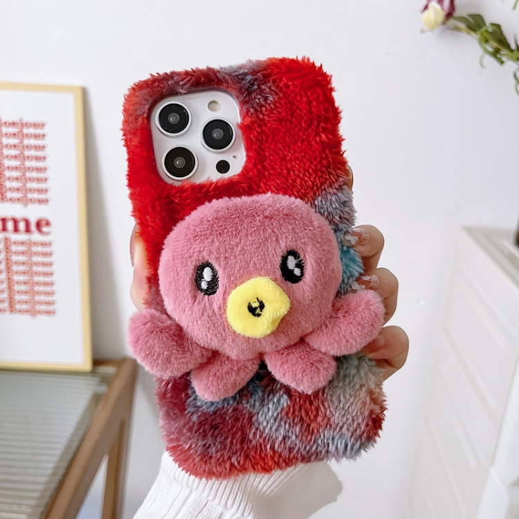 

For iPhone 14 Pro Max Octopus Plush TPU Phone Case(Red)