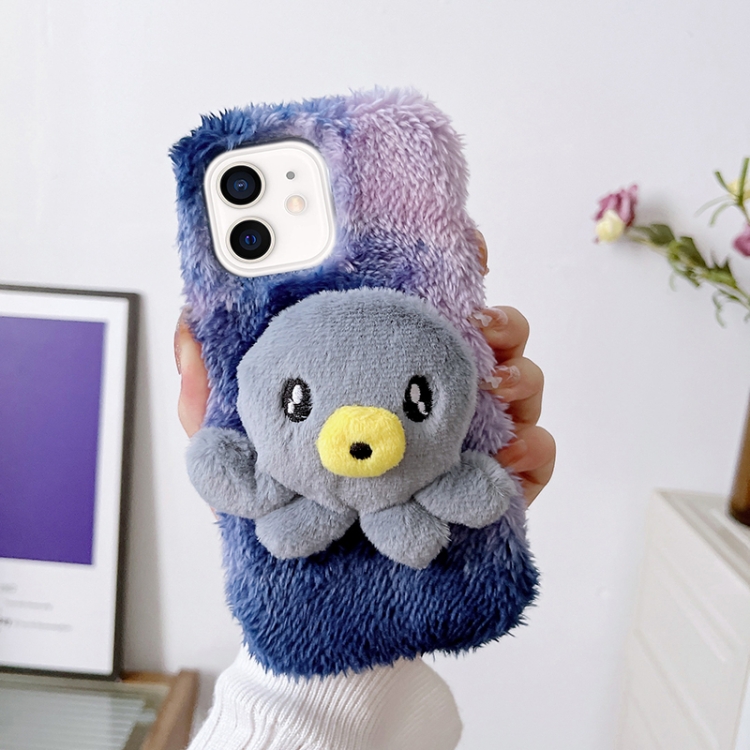 

For iPhone 12 Octopus Plush TPU Phone Case(Blue)