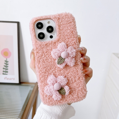 

For iPhone 13 Pro Flowers Plush TPU Phone Case(Pink)