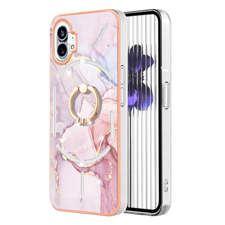 

For Nothing Phone 1 Electroplating Marble Pattern TPU Phone Case(Rose Gold 005)