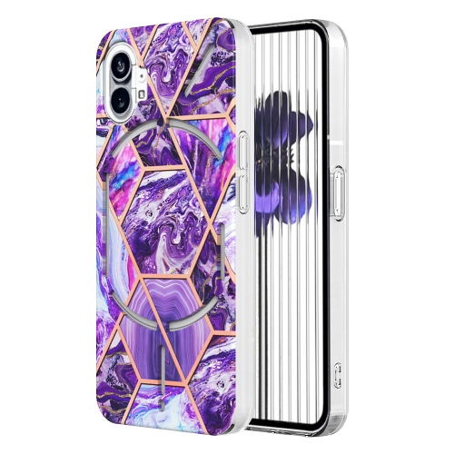 

For Nothing Phone 1 Electroplating Splicing Marble TPU Phone Case(Dark Purple)