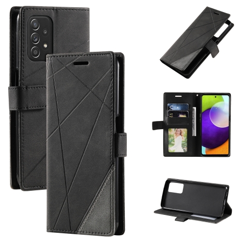 

For Samsung Galaxy A23 4G Skin Feel Splicing Leather Phone Case(Black)