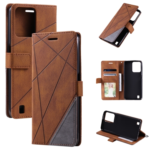 

For Realme C31 Skin Feel Splicing Leather Phone Case(Brown)