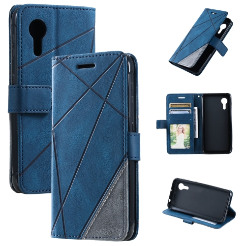 

For Samsung Galaxy Xcover5 Skin Feel Splicing Leather Phone Case(Blue)