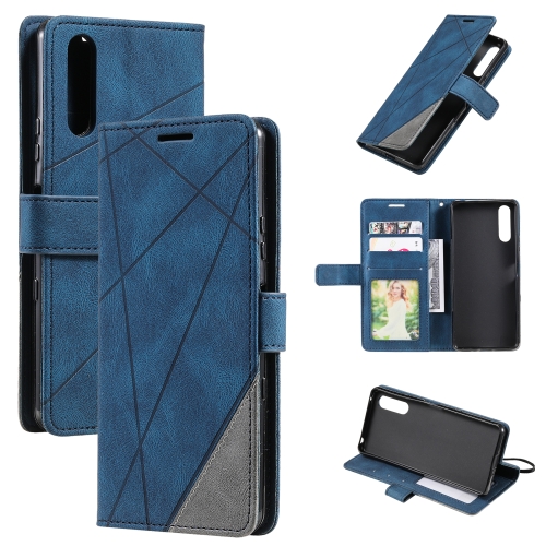 

For Sony Xperia 1 IV Skin Feel Splicing Leather Phone Case(Blue)