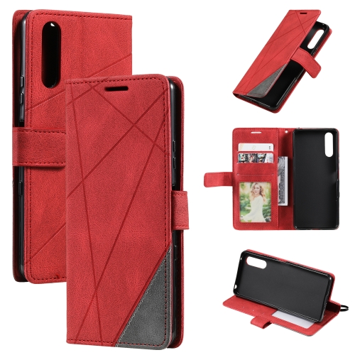 

For Sony Xperia 1 IV Skin Feel Splicing Leather Phone Case(Red)