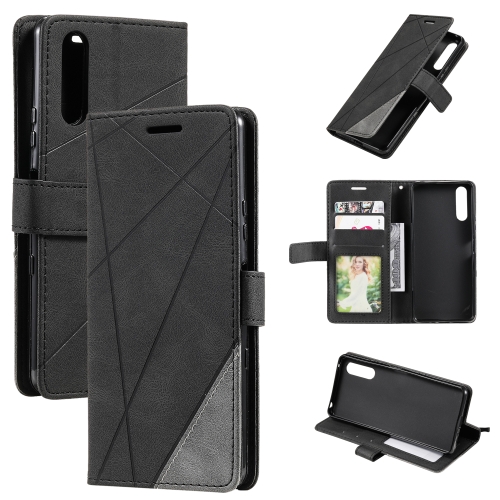 

For Sony Xperia 10 IV Skin Feel Splicing Leather Phone Case(Black)