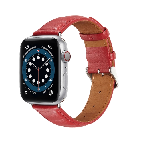 Genuine Leather Watch Band For Apple Watch Ultra 49mm / Series 8&7 45mm / SE 2&6&SE&5&4 44mm / 3&2&1 42mm (Red)