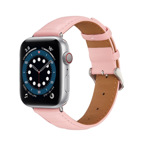 

Genuine Leather Watch Band For Apple Watch Ultra 49mm / Series 8&7 45mm / SE 2&6&SE&5&4 44mm / 3&2&1 42mm(Pink)