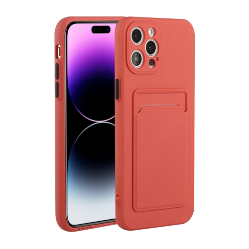 

For iPhone 14 Pro Card Slot Design Shockproof TPU Phone Case(Plum Red)
