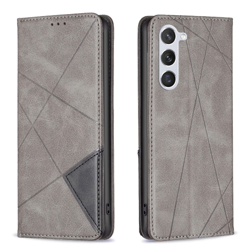 

For Samsung Galaxy S23 5G Prismatic Invisible Magnetic Leather Phone Case(Grey)