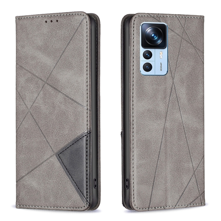 

For Xiaomi 12T / 12T Pro / Redmi K50 Ultra Prismatic Invisible Magnetic Leather Phone Case(Grey)