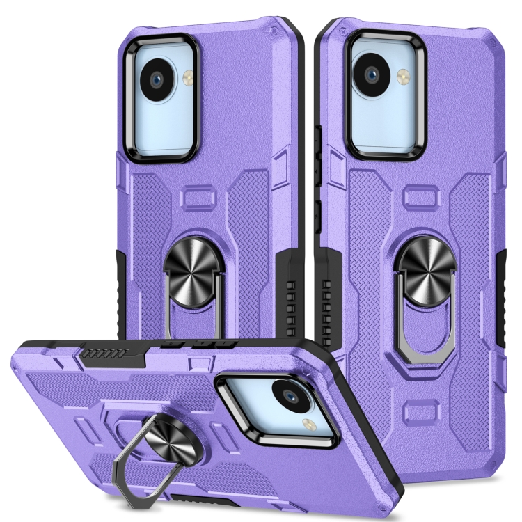 

For Realme C30 4G Ring Holder Armor Hybrid Phone Case(Purple)