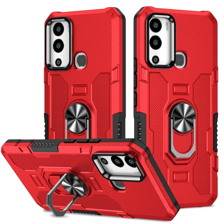 

For Infinix Hot 12i Ring Holder Armor Hybrid Phone Case(Red)
