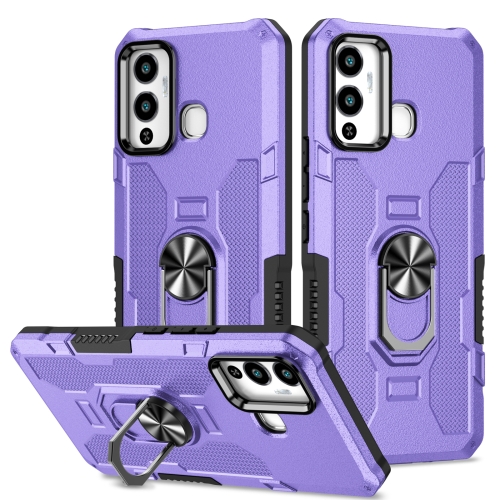 

For Infinix Hot 12 Play Ring Holder Armor Hybrid Phone Case(Purple)