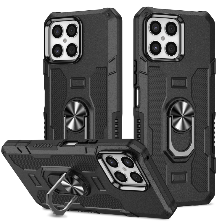 

For Honor X8 Ring Holder Armor Hybrid Phone Case(Black)