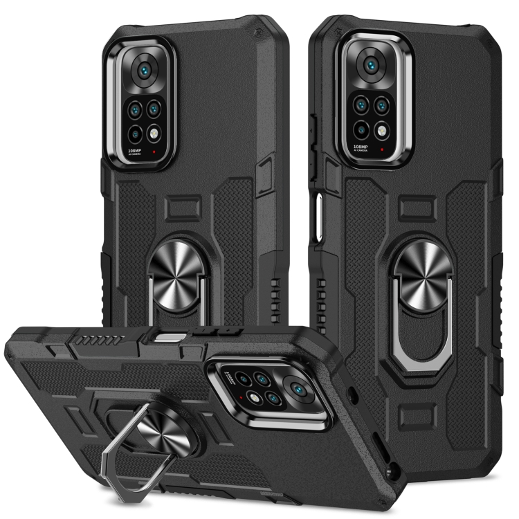 

For Xiaomi Redmi Note 11 Global Ring Holder Armor Hybrid Phone Case(Black)