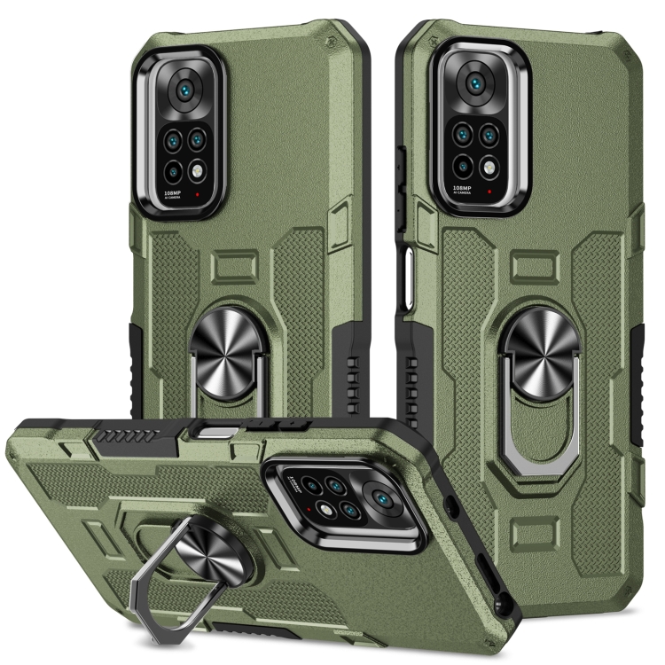 

For Xiaomi Redmi Note 11 Global Ring Holder Armor Hybrid Phone Case(Green)