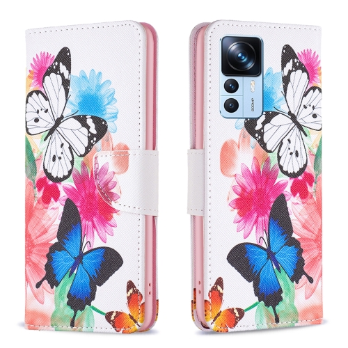 

For Xiaomi 12T / 12T Pro / Redmi K50 Ultra Drawing Pattern Leather Phone Case(Butterflies)