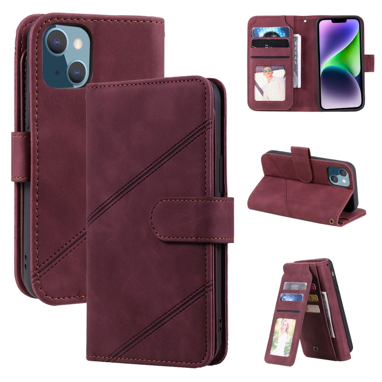 

For iPhone 14 Plus Skin Feel Multi-card Wallet Leather Phone Case(Red)