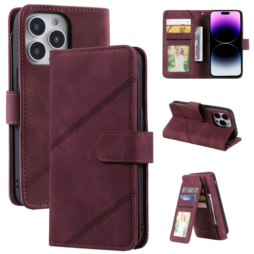 

For iPhone 14 Pro Max Skin Feel Multi-card Wallet Leather Phone Case(Red)