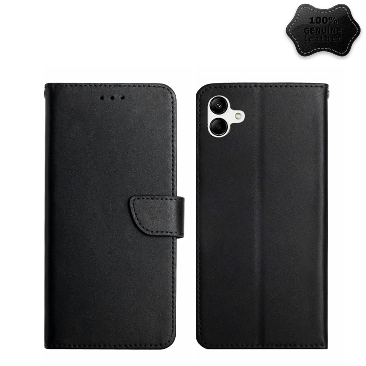 

For Samsung Galaxy A04 4G Genuine Leather Fingerprint-proof Flip Phone Case(Black)