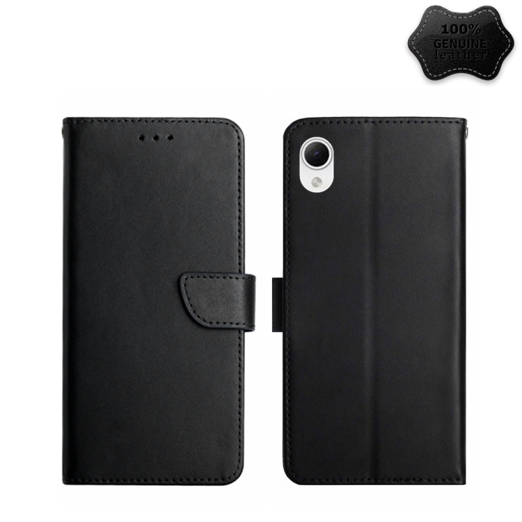 

For Samsung Galaxy A23e/A23s Genuine Leather Fingerprint-proof Flip Phone Case(Black)
