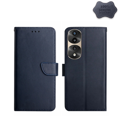 

For Honor 70 Pro/70 Pro+ Genuine Leather Fingerprint-proof Flip Phone Case(Blue)