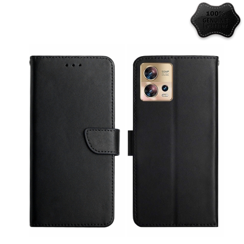 

For Motorola Edge 30 Fusion/Moto S30 Pro Genuine Leather Fingerprint-proof Flip Phone Case(Black)