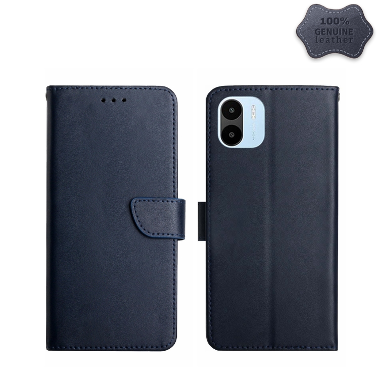 

For Xiaomi Redmi A1 Genuine Leather Fingerprint-proof Flip Phone Case(Blue)