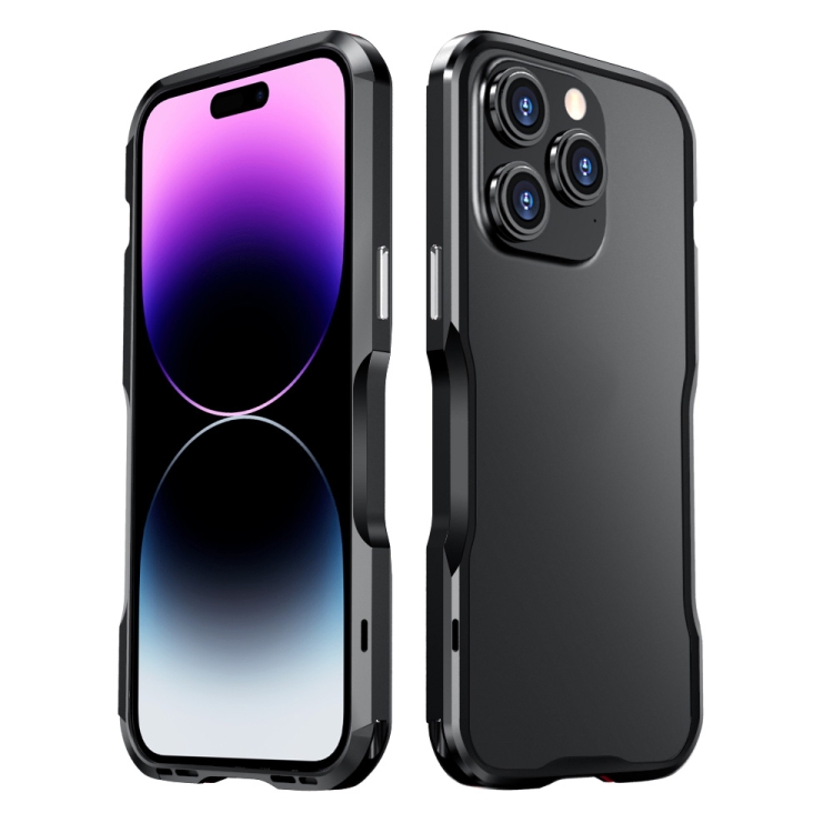 

For iPhone 14 Pro Sharp Edge Magnetic Shockproof Metal Frame Phone Case(Black)
