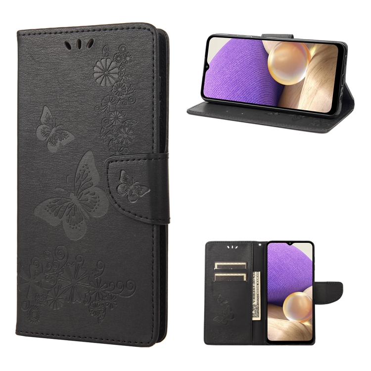 

For Samsung Galaxy A23e / A23s Butterfly Embossed Horizontal Flip Leather Phone Case(Black)