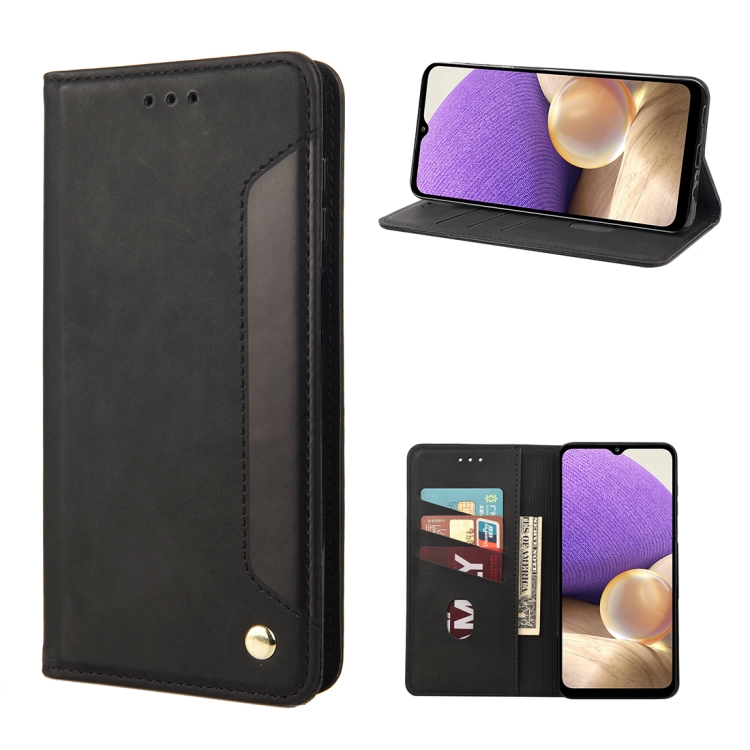 

For Samsung Galaxy A23e / A23s Skin Feel Splicing Leather Phone Case(Black)