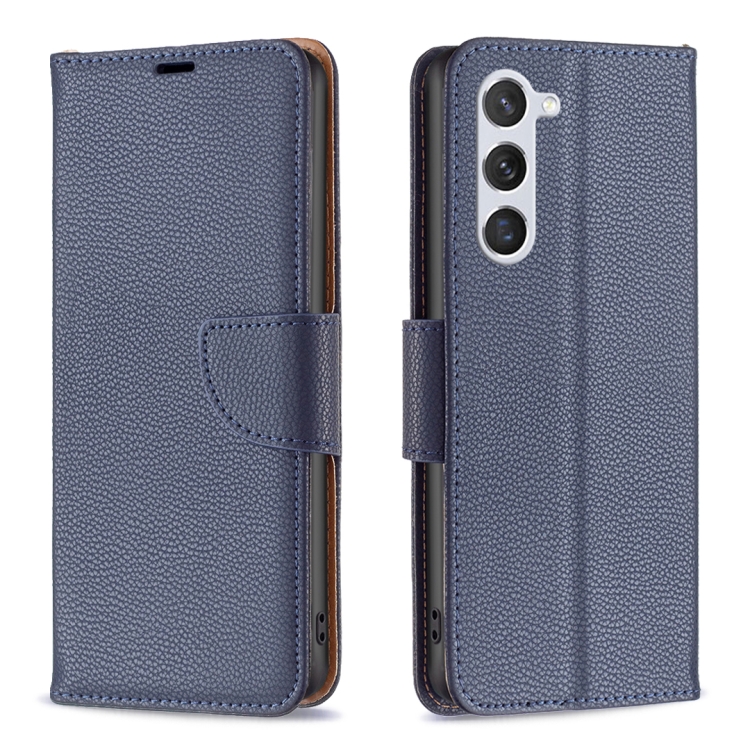 

For Samsung Galaxy S23 5G Litchi Texture Pure Color Leather Phone Case(Blue)